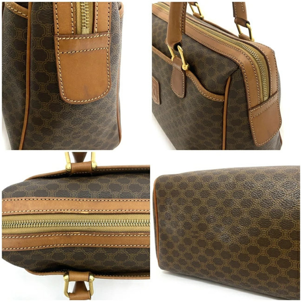 Celine Boston Bag Brown Macadam Handbag All over Zipper Exterior Pocket - Picture 9 of 10